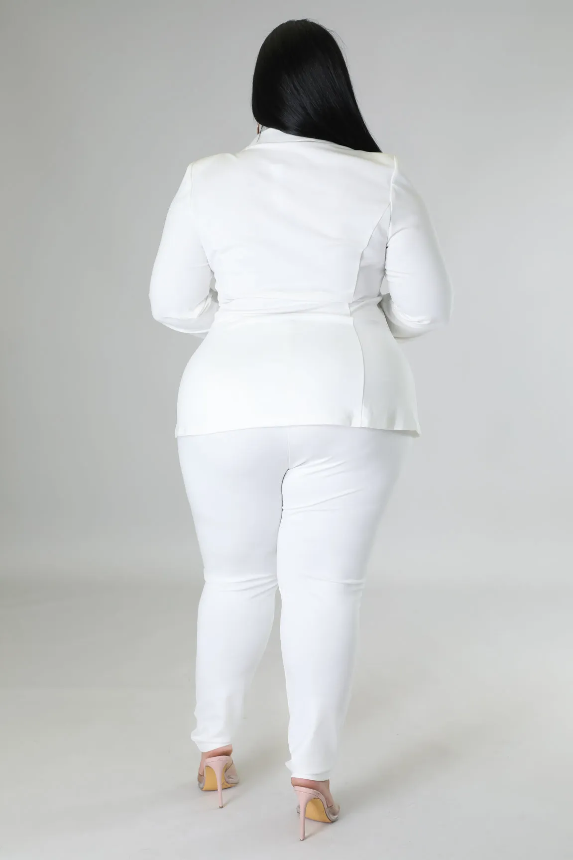 Royal Curves Off White Stretch Slim Pant Set