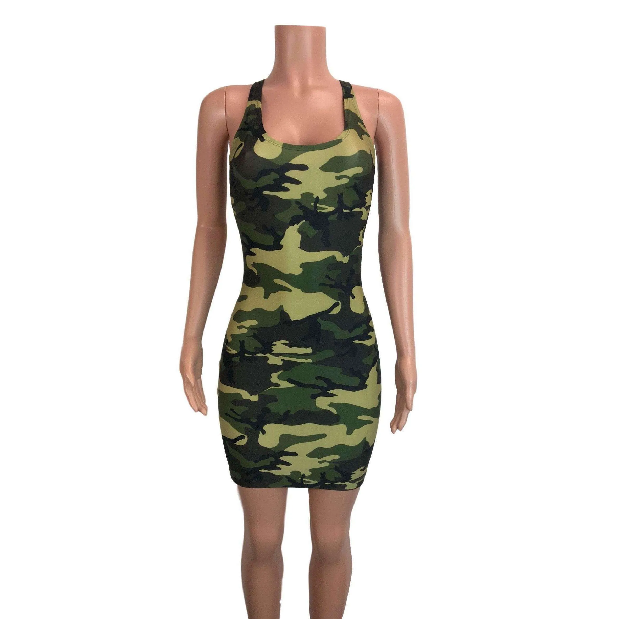 SALE - Camo or Camouflage Bodycon Tank Dress - Final Sale SMALL