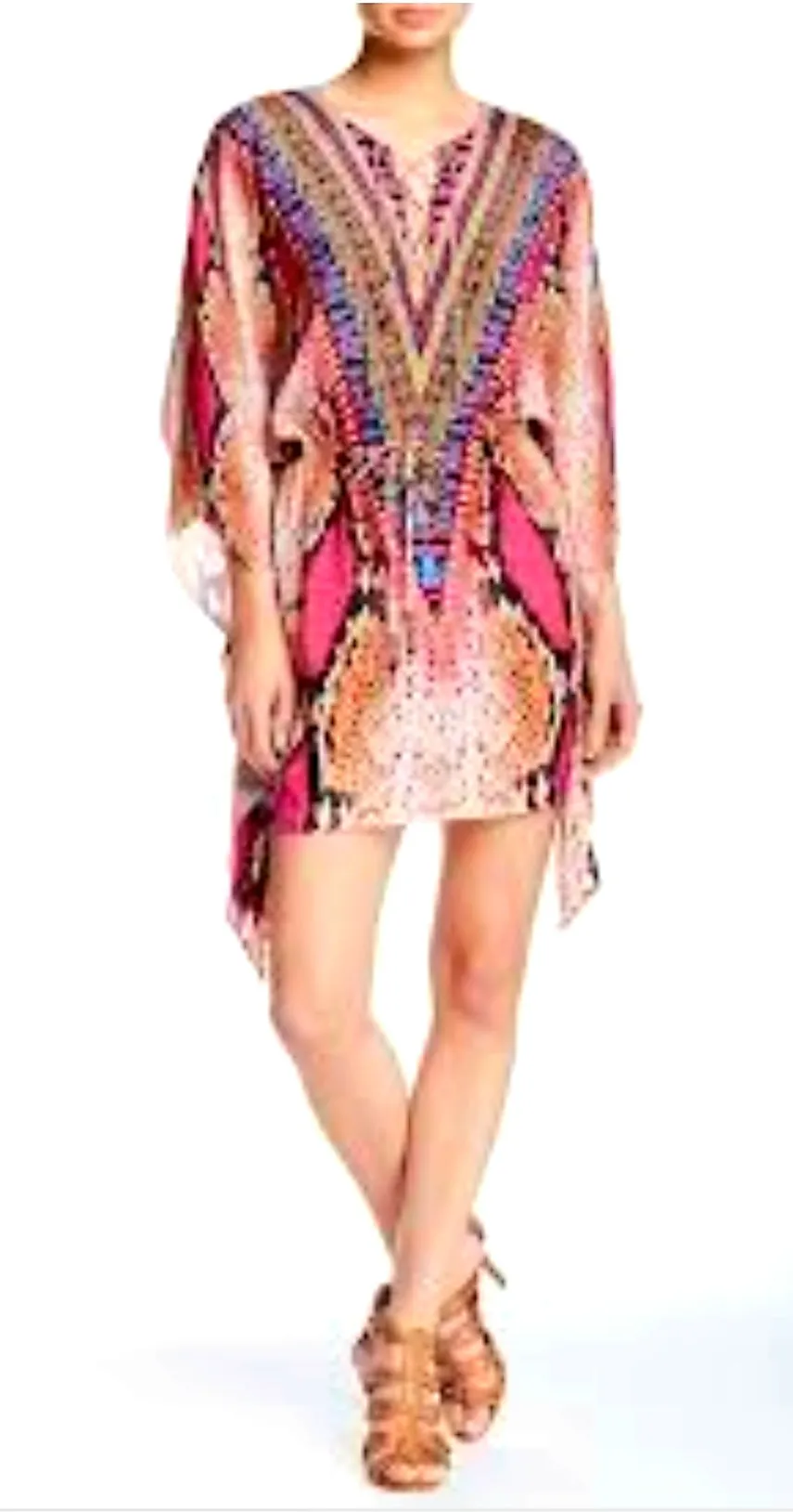 Shahida Parides Short Lace Up Kaftan Top