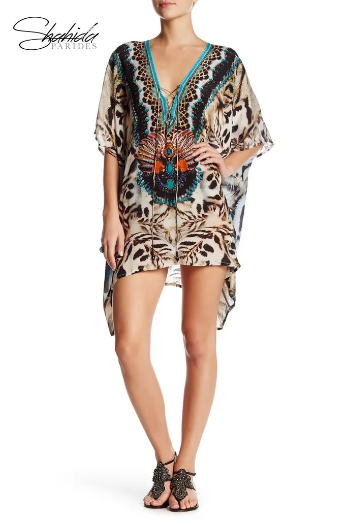 Shahida Parides Short Lace Up Kaftan Top