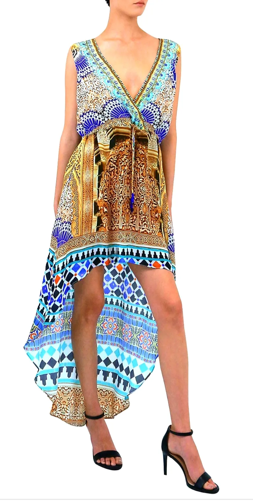 Shahida Parides Wrap Front Back Hi Low Dress