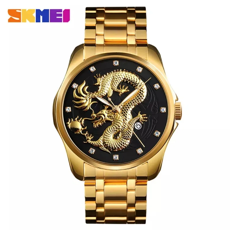 SKMEI Dragon Men Analog Digital Stainless Steel Business Watch