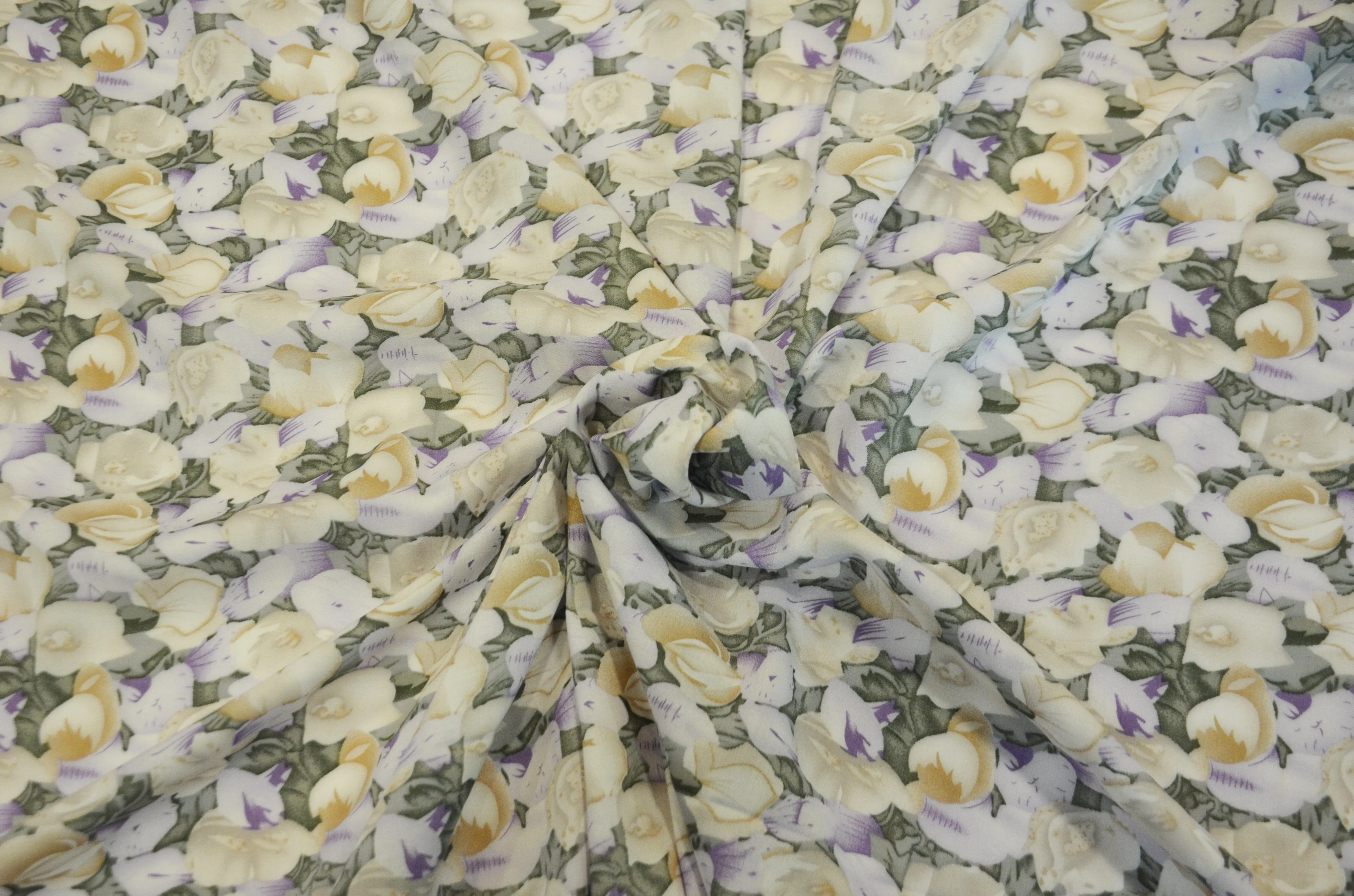 Spring Floral Rayon Challis Fabric by the Continuous Yard | 60" Wide | Flower Rayon Challis Fabric | Rayon Challis for Dresses and Skirts |