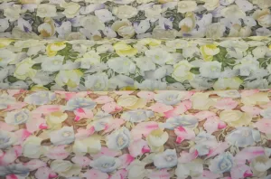 Spring Floral Rayon Challis Fabric by the Continuous Yard | 60" Wide | Flower Rayon Challis Fabric | Rayon Challis for Dresses and Skirts |