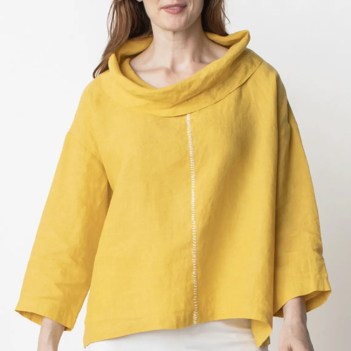 Stay Centered Cowl Neck - Marigold w/ Hand Stitch