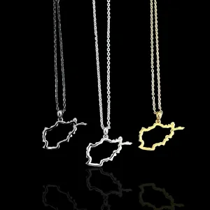 Sterling Silver Afghanistan Map Outline Necklace - Available in 3 Colors