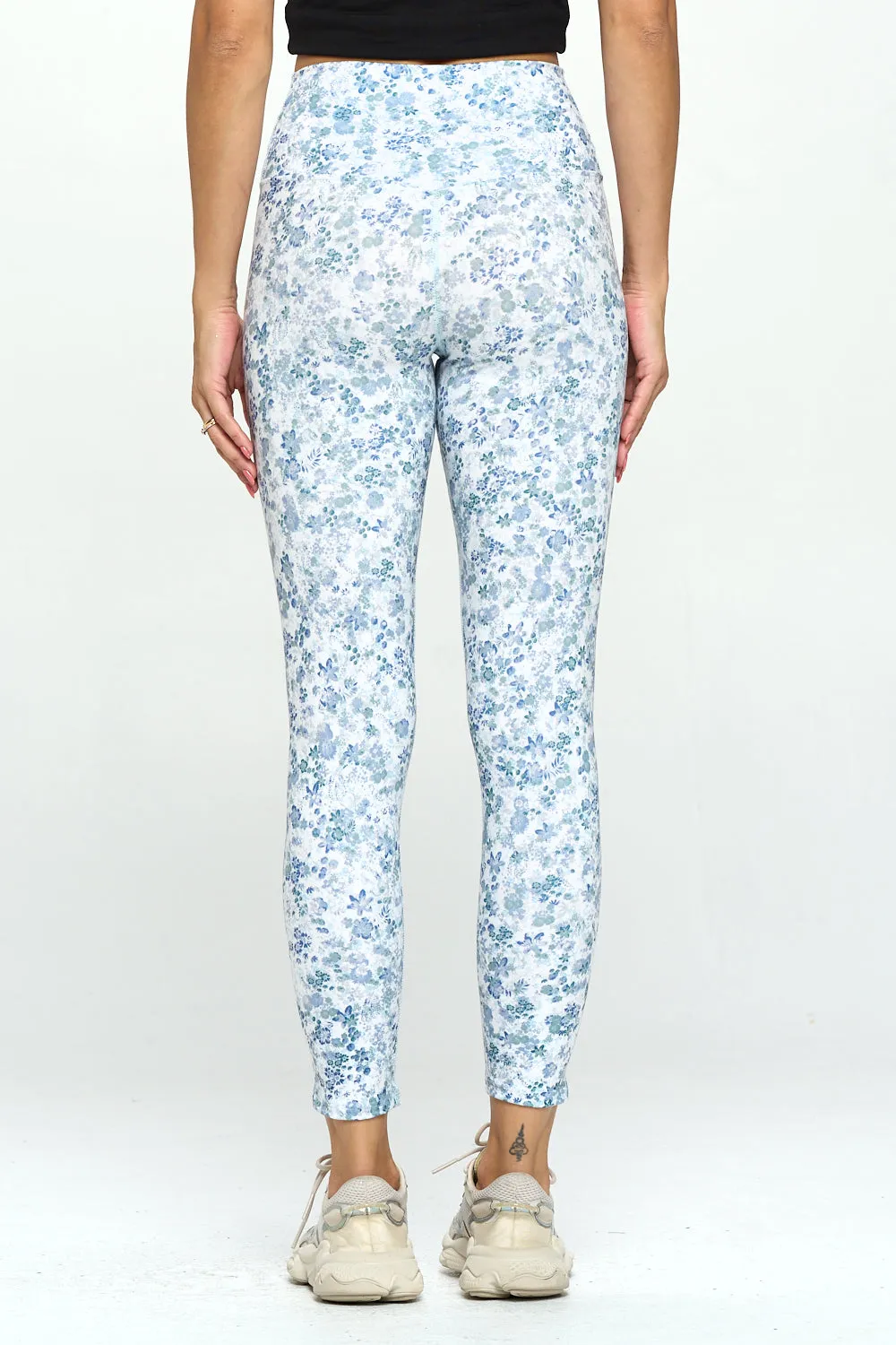 Tate - Blueberry Floral Garden Crossover Full-Length Legging (High-Waist)**SALE**