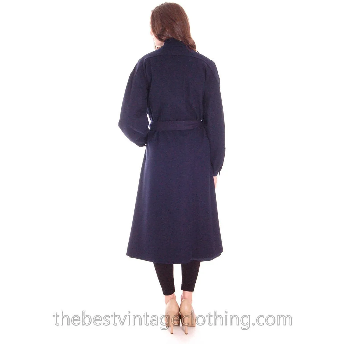 Vintage 1970s Vuokko Suomi Finland Blue Wool Coat Snap Front Mod S