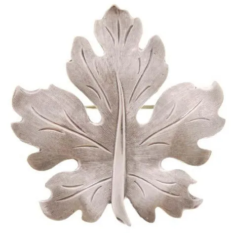 Vintage Beau Sterling Silver Oak Leaf Brooch Large 2"