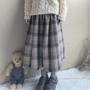 Vintage Plaid High-waisted A-line Dress