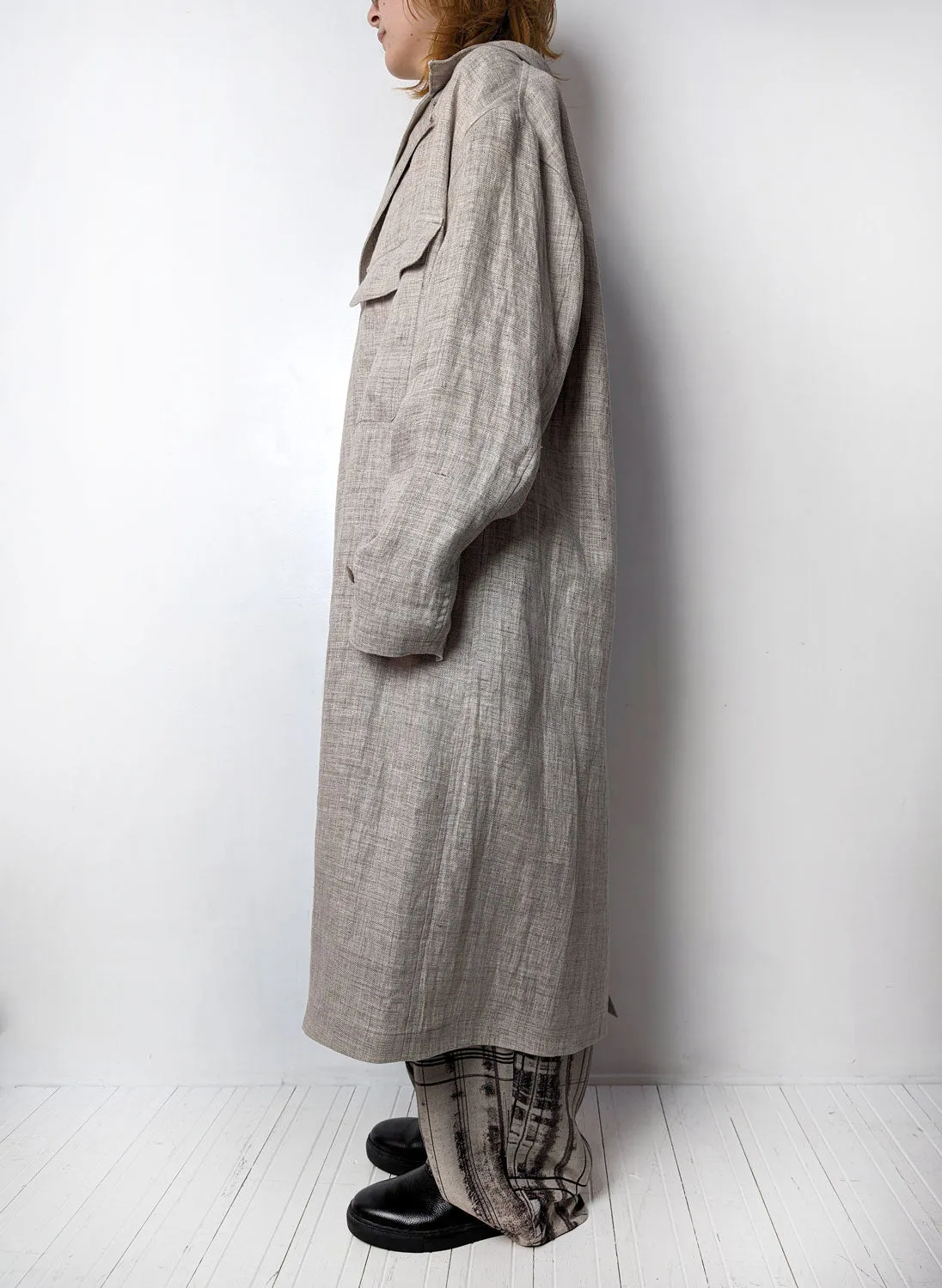 Y's 　 LINEN TWEED DOUBLE LAYERED COAT