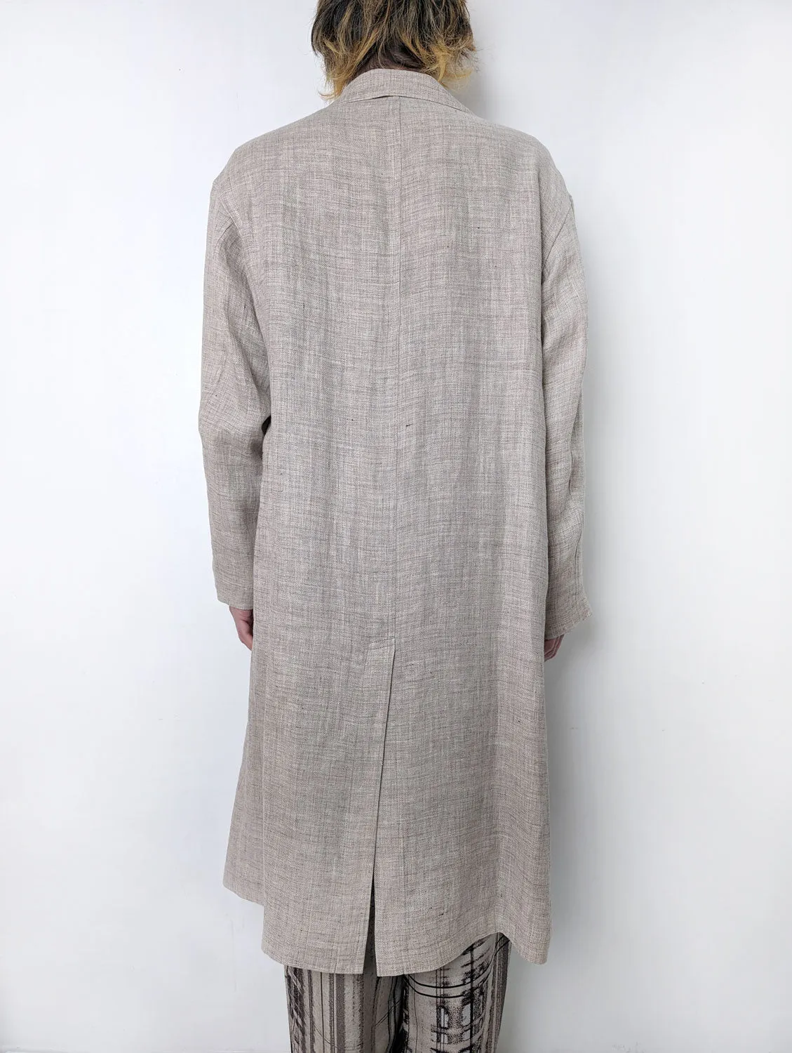 Y's 　 LINEN TWEED DOUBLE LAYERED COAT