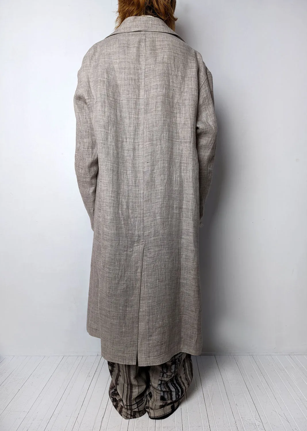 Y's 　 LINEN TWEED DOUBLE LAYERED COAT