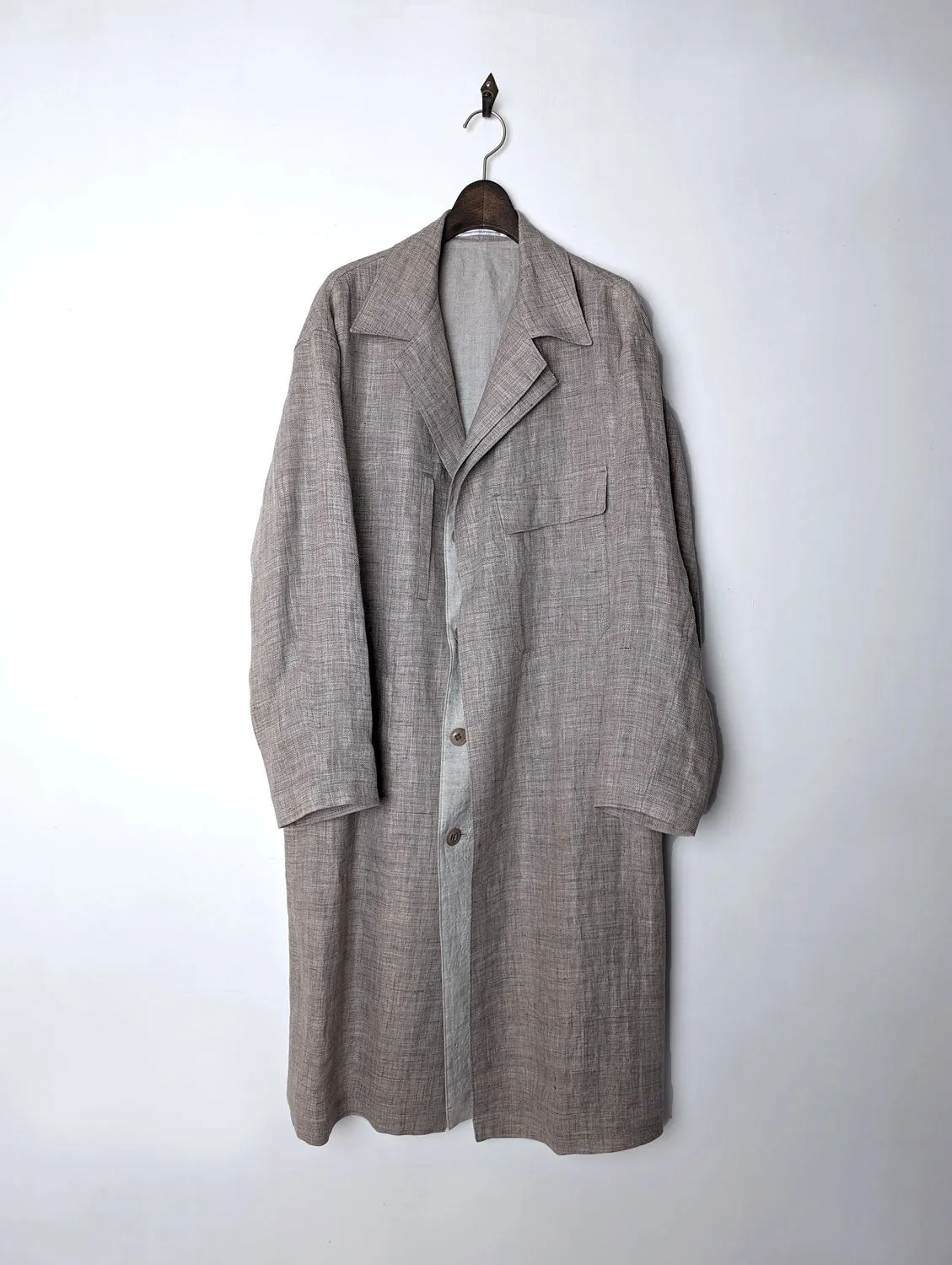 Y's 　 LINEN TWEED DOUBLE LAYERED COAT