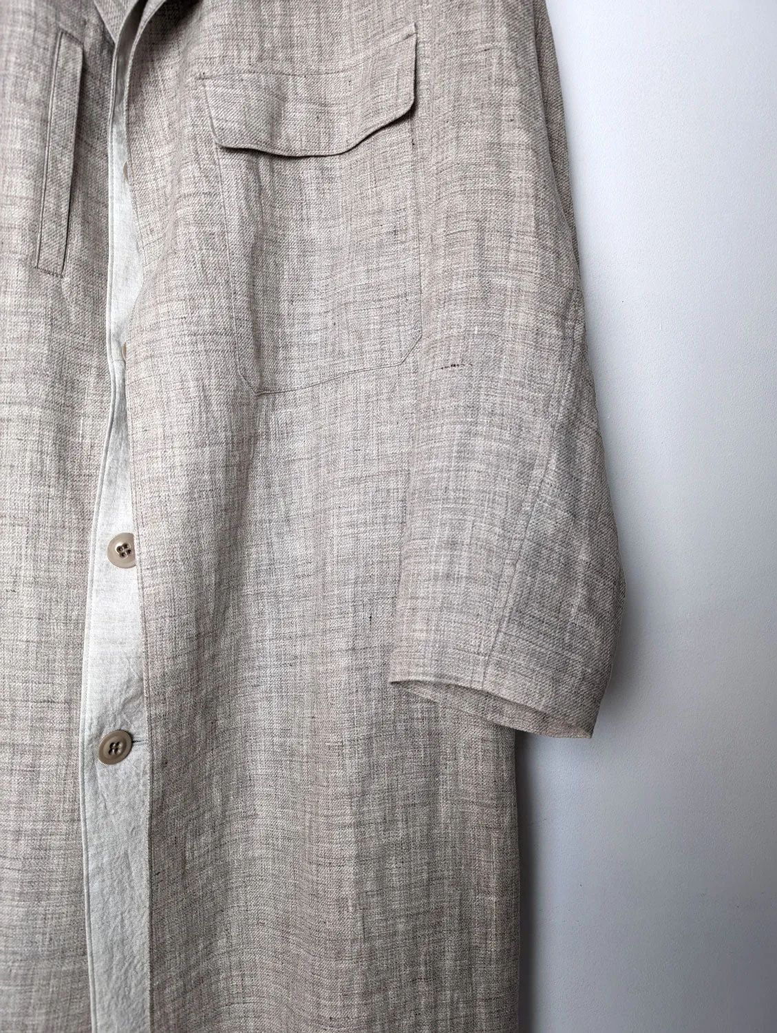 Y's 　 LINEN TWEED DOUBLE LAYERED COAT